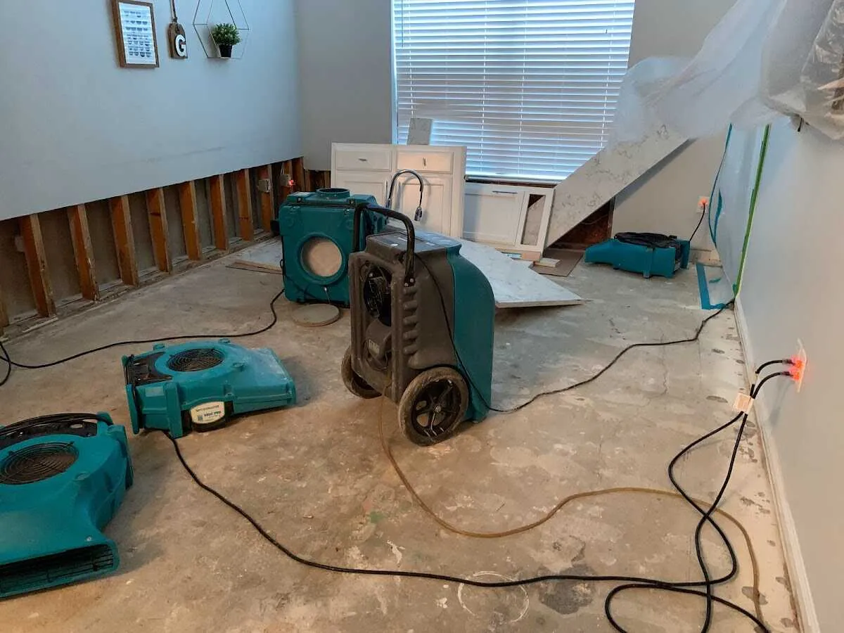 Dehumidifier in flood-cut room for Water Damage Restoration in North Bethesda